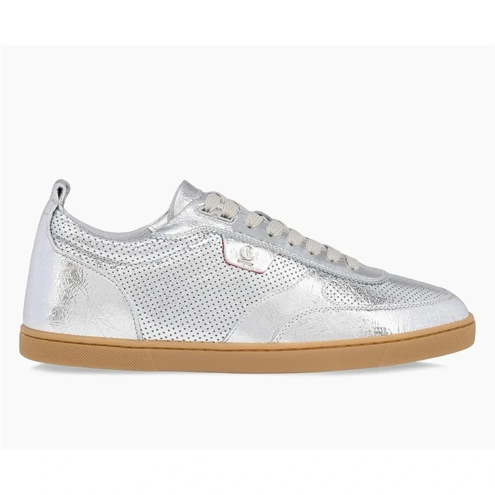 Christian Louboutin tutti rui low top metallic leather sneakers size 43